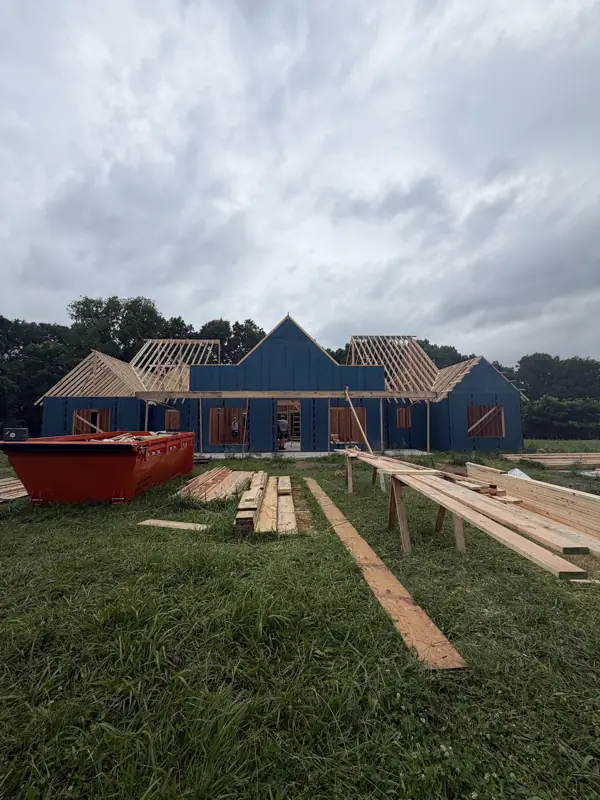 Front elevation during framing