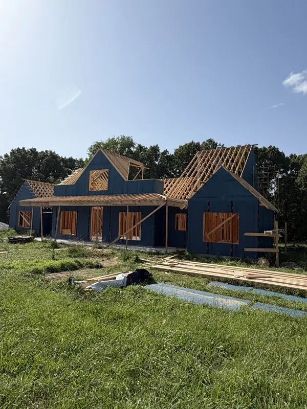 Gabled home with trusses set