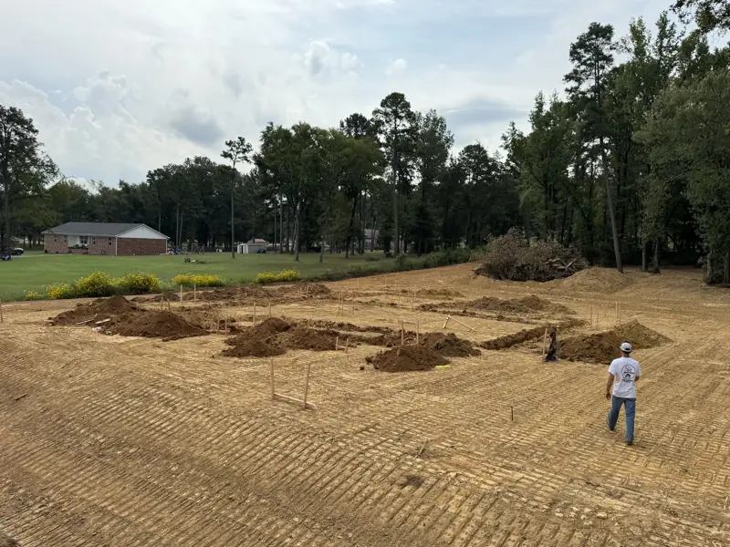 Cleared and graded building pad