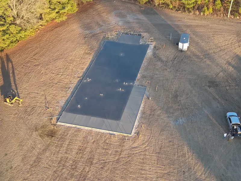 Aerial of a slab pour in progress