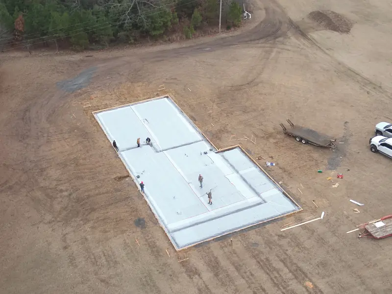 Aerial of a poured house slab